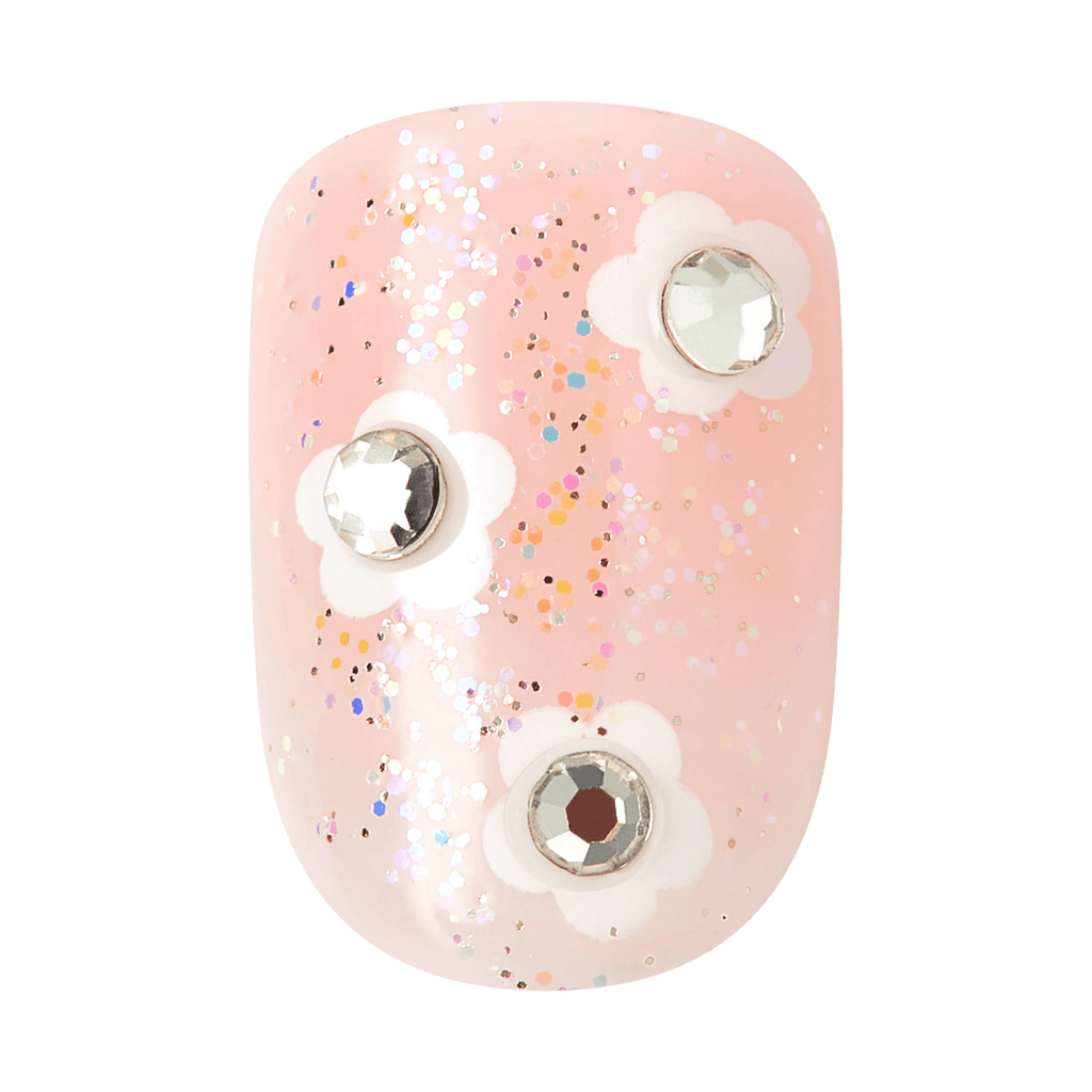 Impress Design No Glue Fake Press On Nails - The Beginning | 3D & Jewel Design,  Pink, Short, Squoval, Manicure