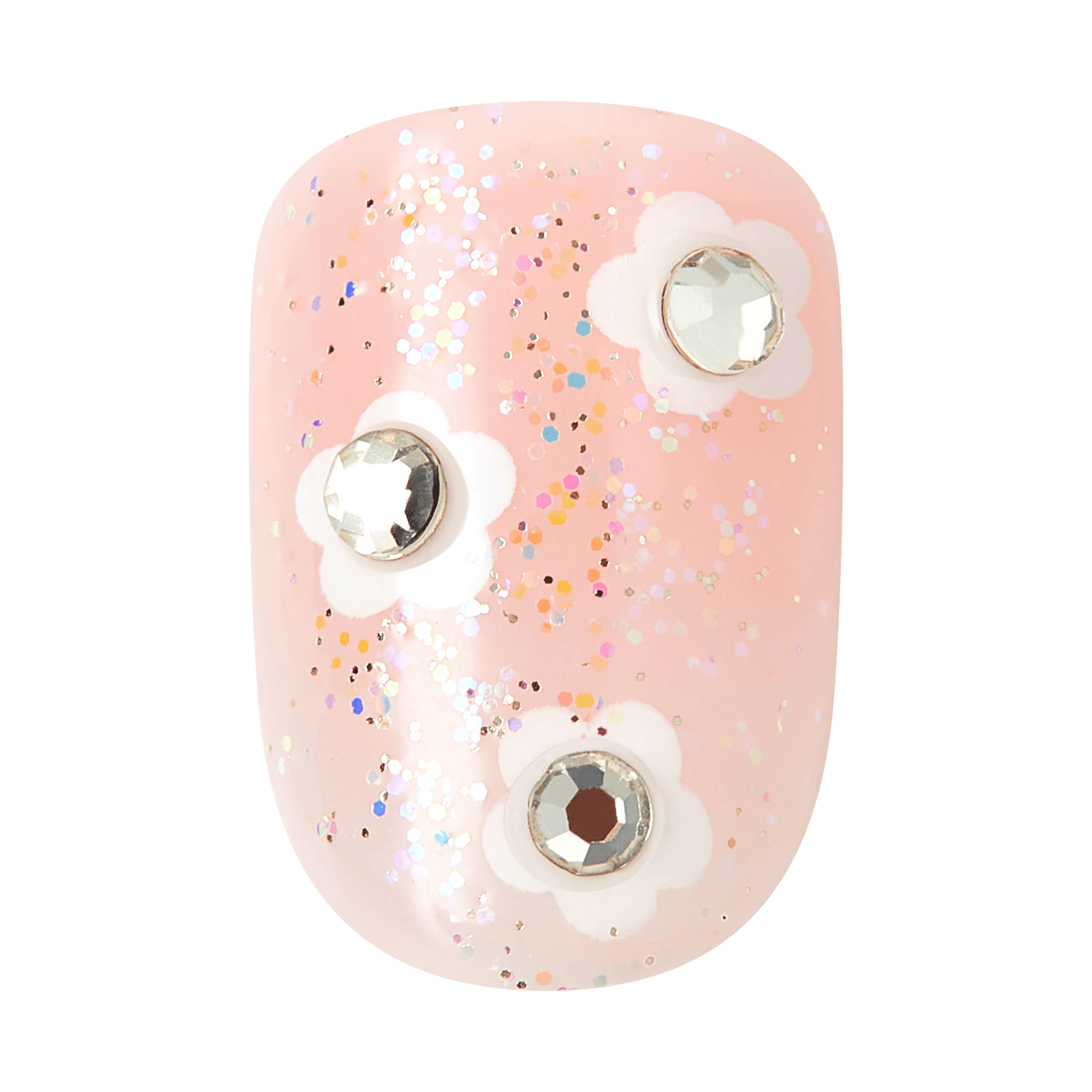 Impress Design No Glue Fake Press On Nails - The Beginning | 3D & Jewel Design,  Pink, Short, Squoval, Manicure