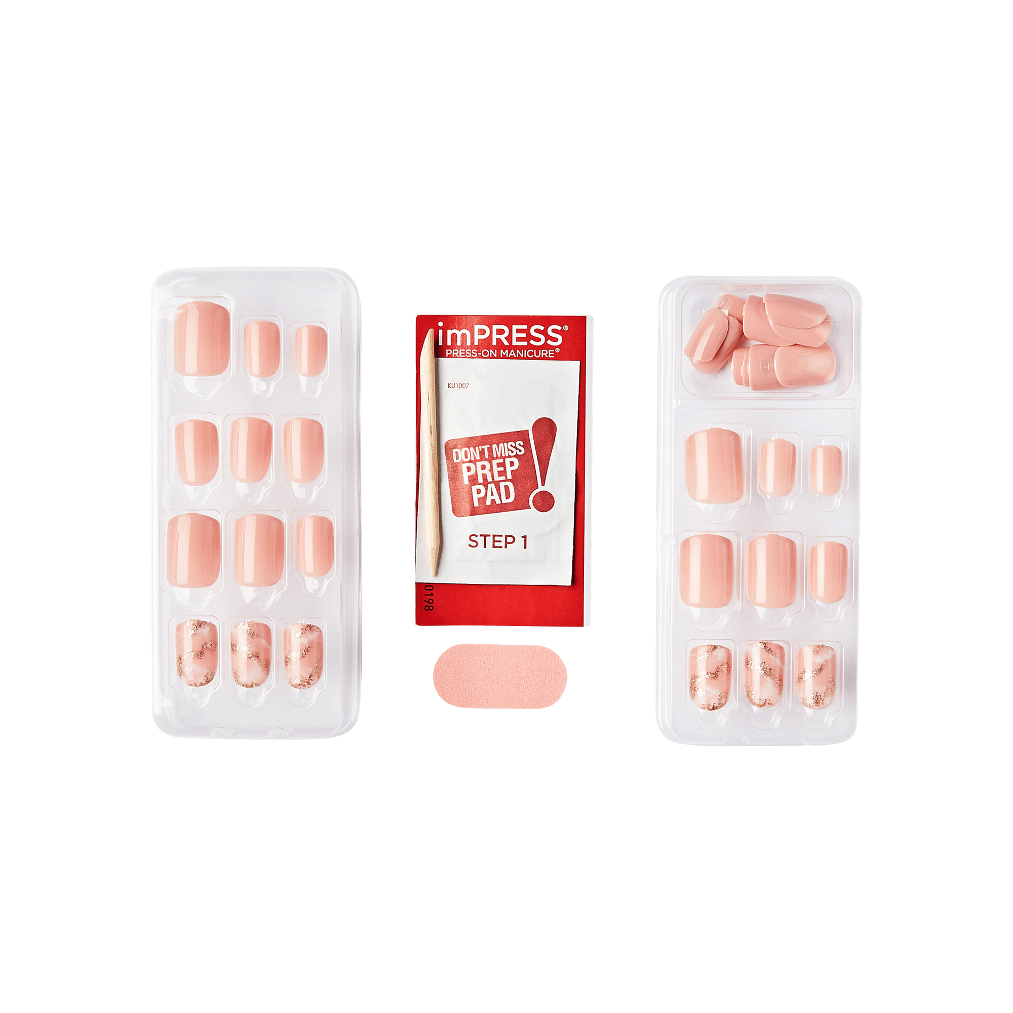 Impress Design No Glue Fake Press On Nails - Kingdom | Design, Pink, Short, Squoval, Manicure