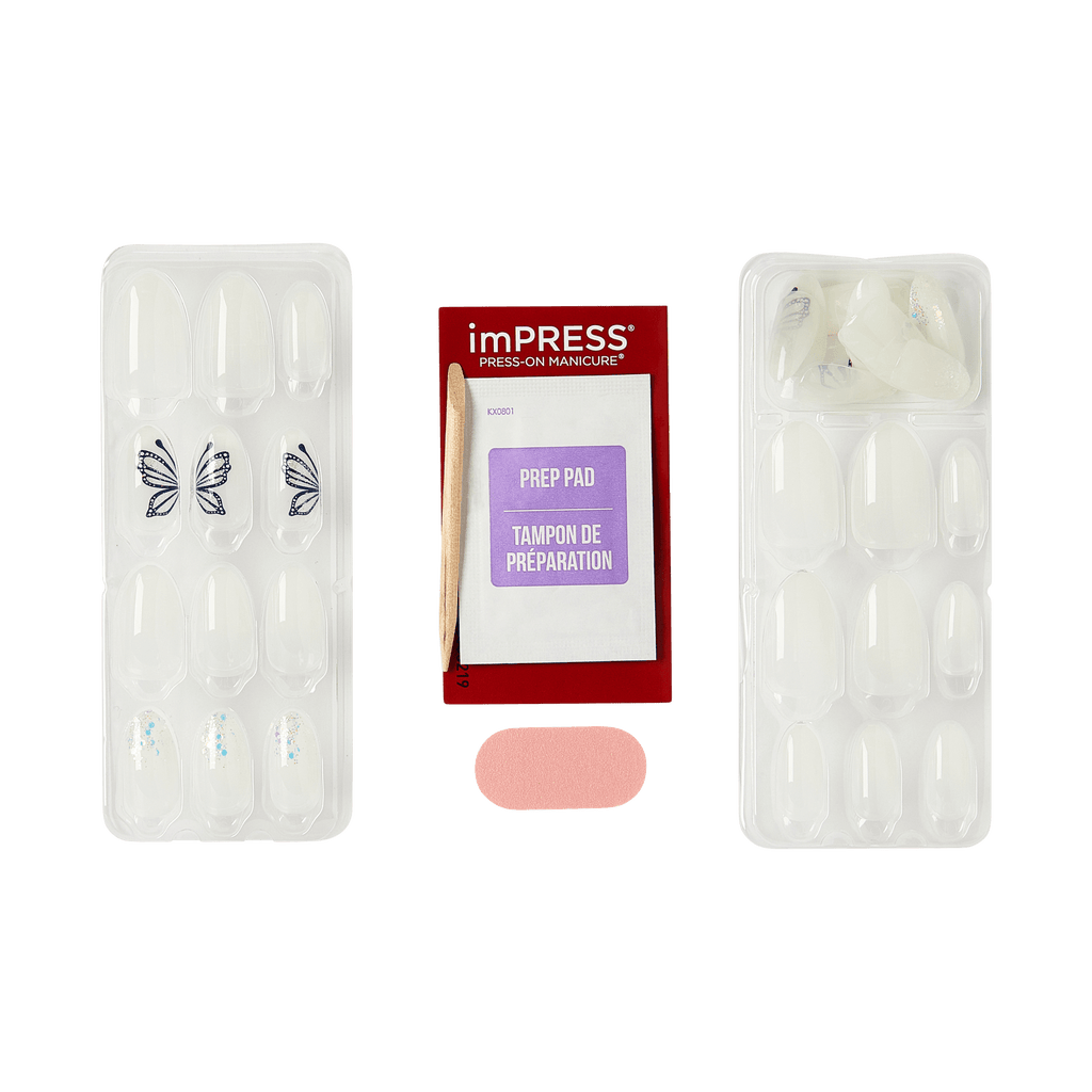 Impress Design No Glue Fake Press On Nails - Dazzle | Design, White, Medium, Almond, Manicure