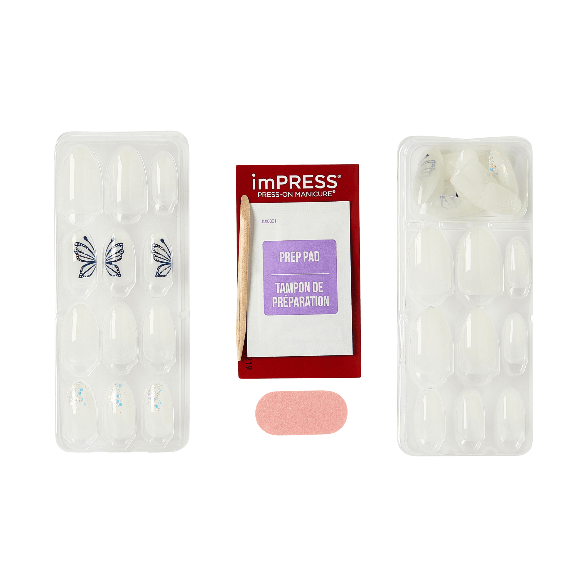 Impress Design No Glue Fake Press On Nails - Dazzle | Design, White, Medium, Almond, Manicure