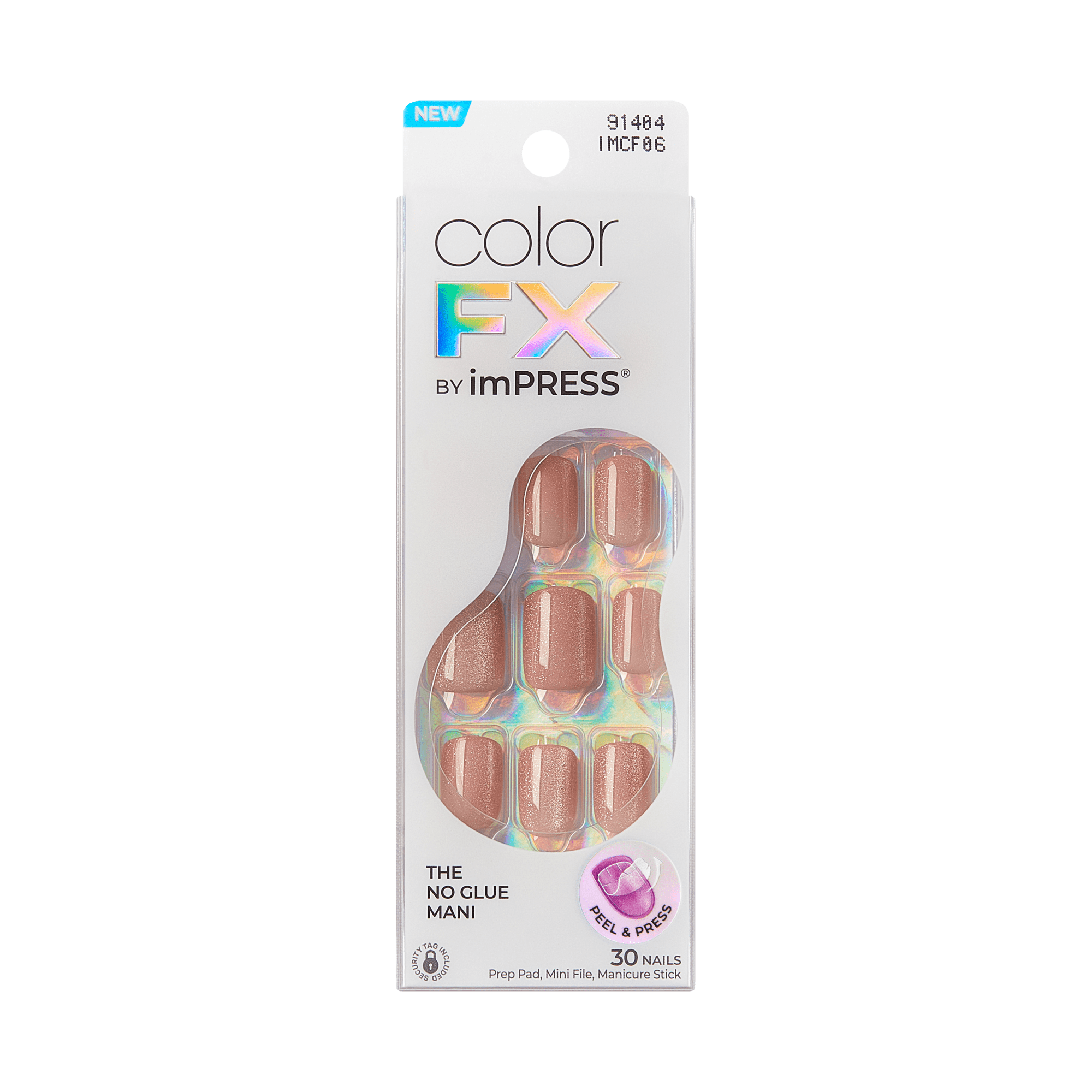 colorFX by Impress No Glue Fake Press On Nails - Starstruck | Solid, Beige, Short, Squoval, Manicure