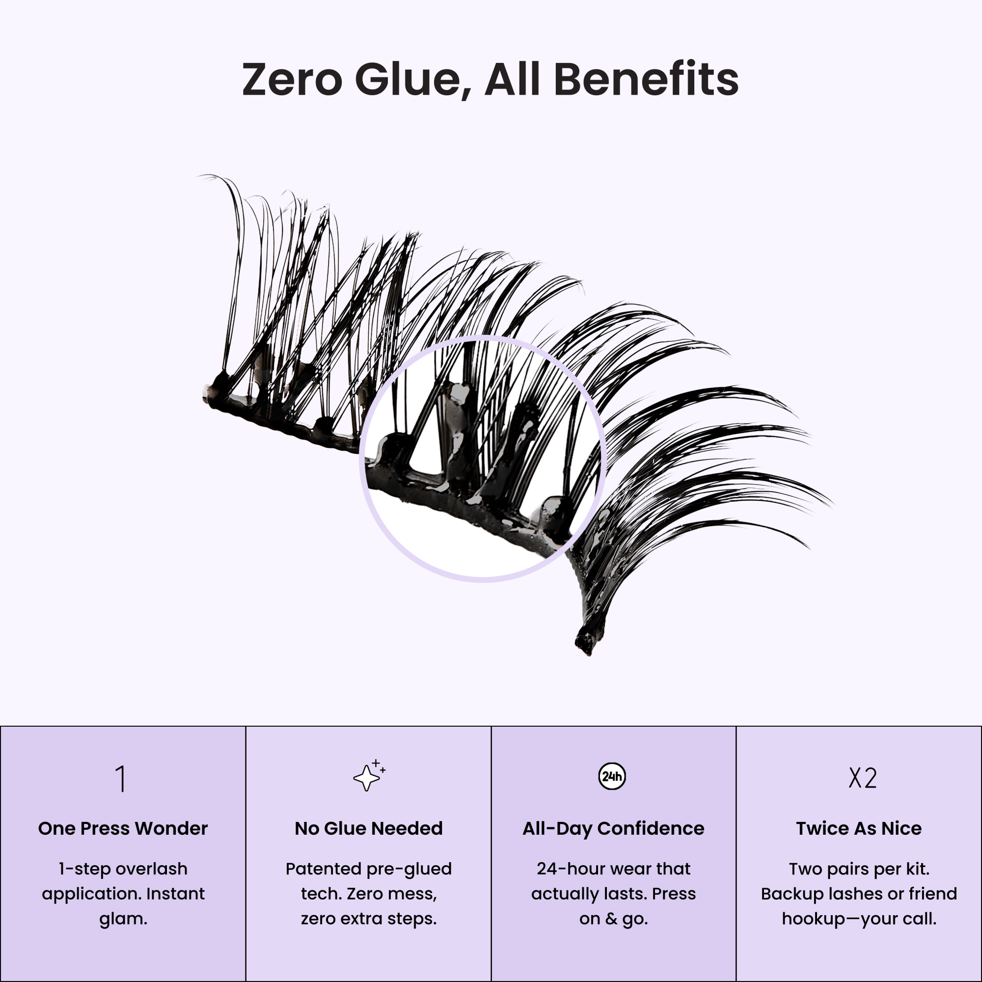 Impress Falsies Pre-Glued Strip False Eyelashes Starter Kit - Classic Natural | 2 Pairs, With Applicator, 12mm