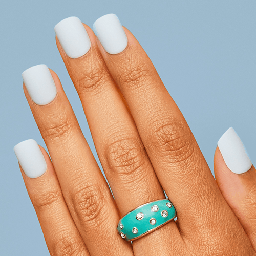 Impress Color No Glue Fake Press On Nails - Blue Sky | Solid, Blue, Short, Squoval, Manicure