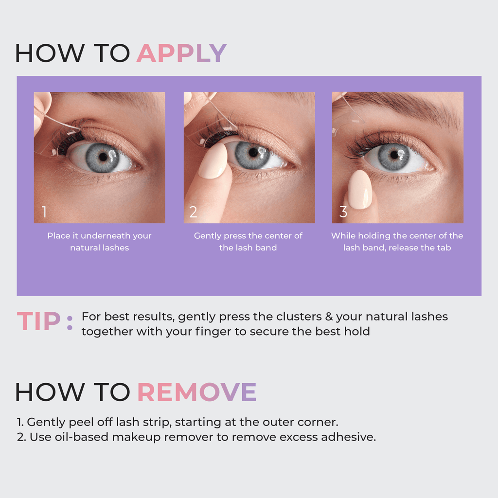 Impress Falsies easy tab Pre-Glued False Eyelashes - Airy Wispy | 1 Pair of Half Lash & 2 Lash Clusters, 3mm-10mm