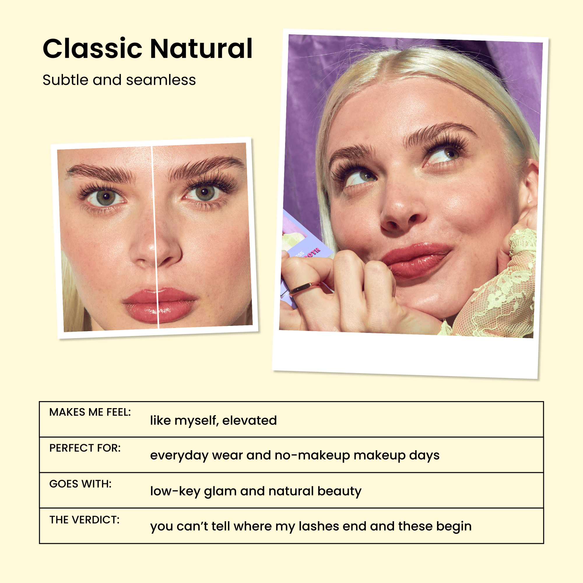 Impress Falsies Pre-Glued Strip False Eyelashes Starter Kit - Classic Natural | 2 Pairs, With Applicator, 12mm