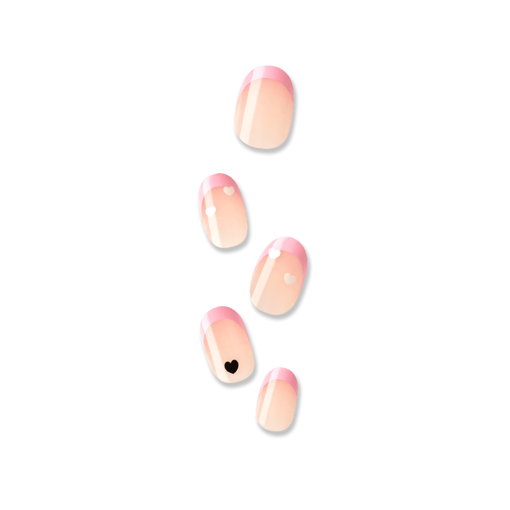 Impress French No Glue Fake Press On Nails - Ditto | French Design, Pink, Short, Oval, Manicure
