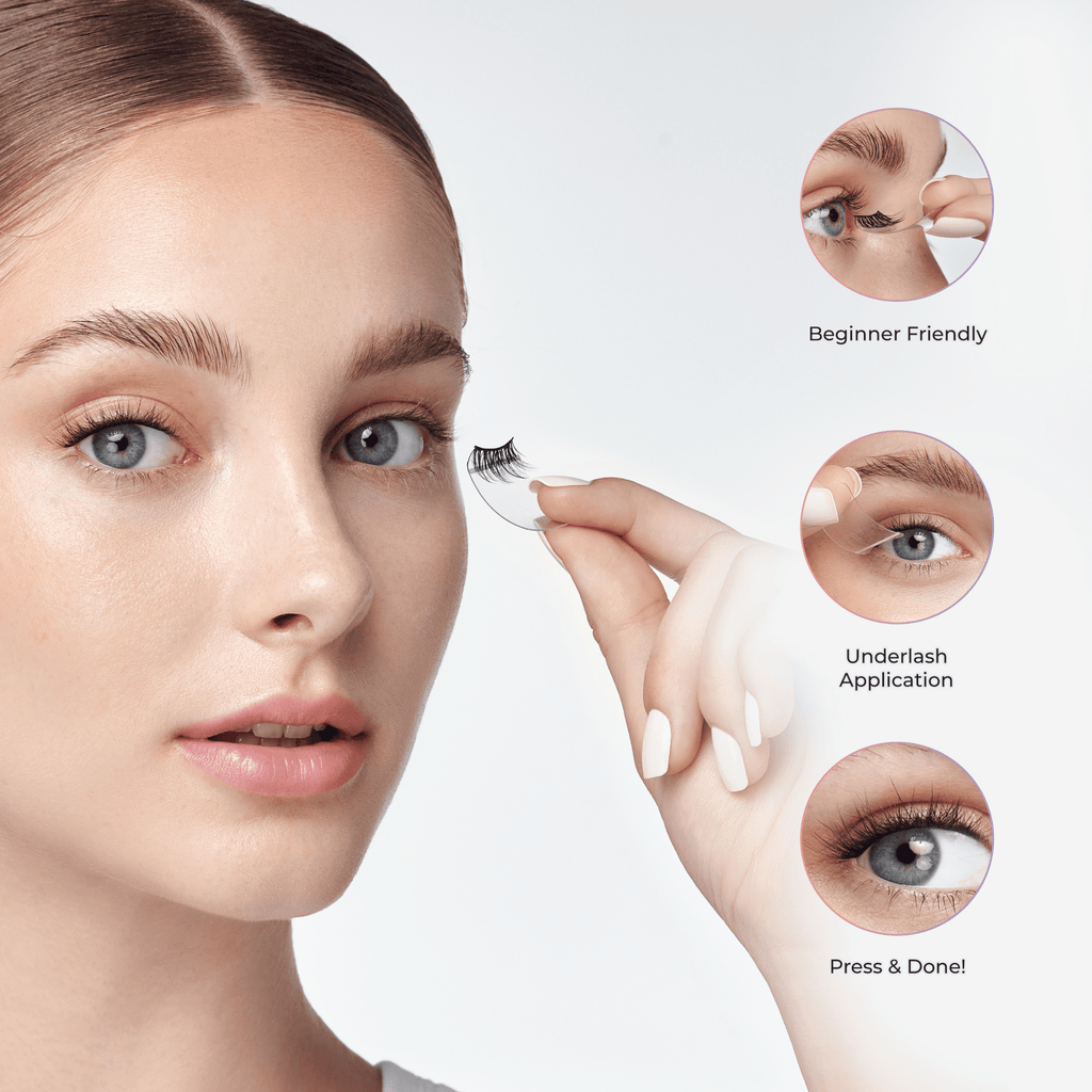 Impress Falsies easy tab Pre-Glued False Eyelashes - Demi Wispy | 1 Pair of Half Lash & 2 Lash Clusters, 8mm-13mm