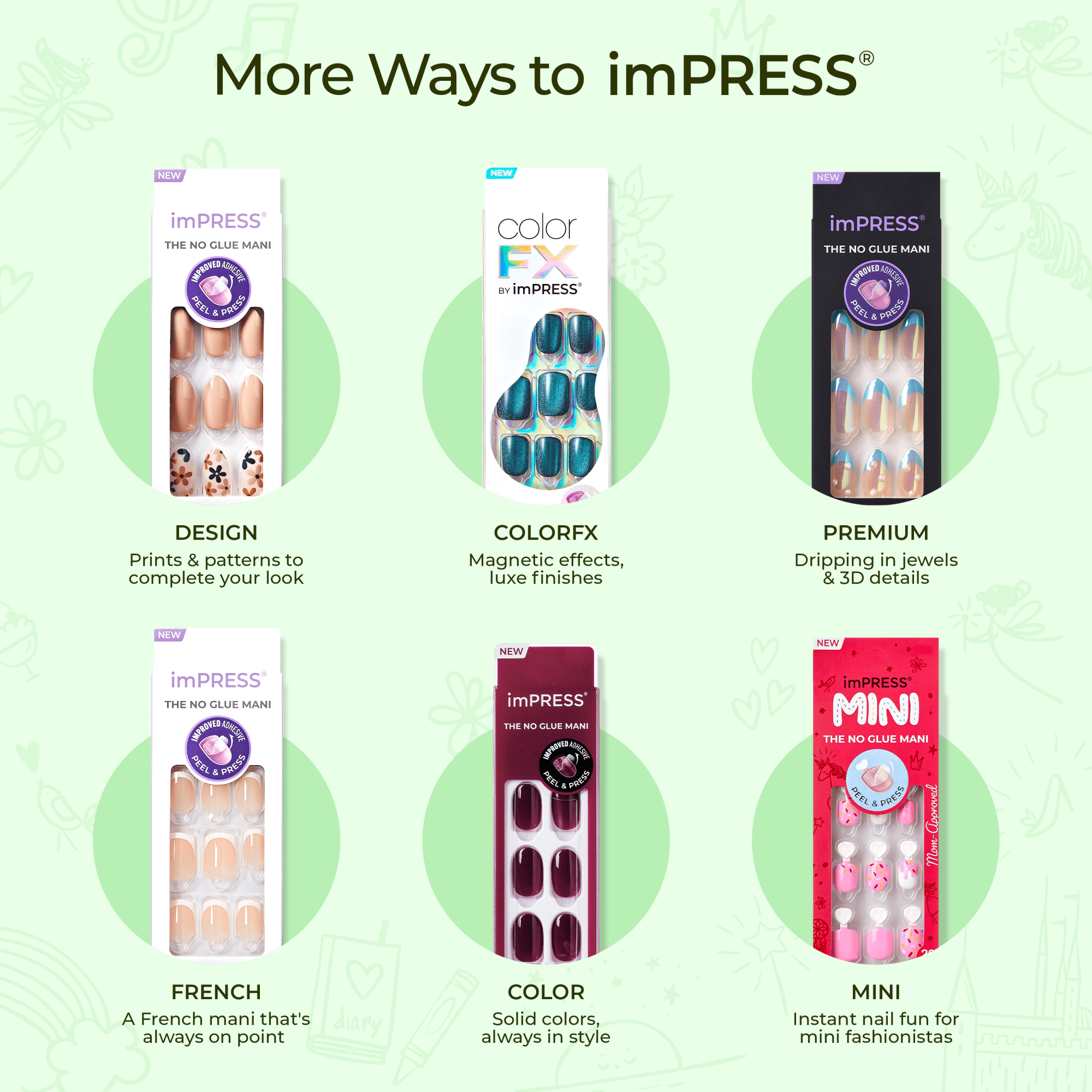 Impress Kids No Glue Fake Press On Nails - Hoppy Fun | Design, Multicolor, Kids, Squoval, Manicure