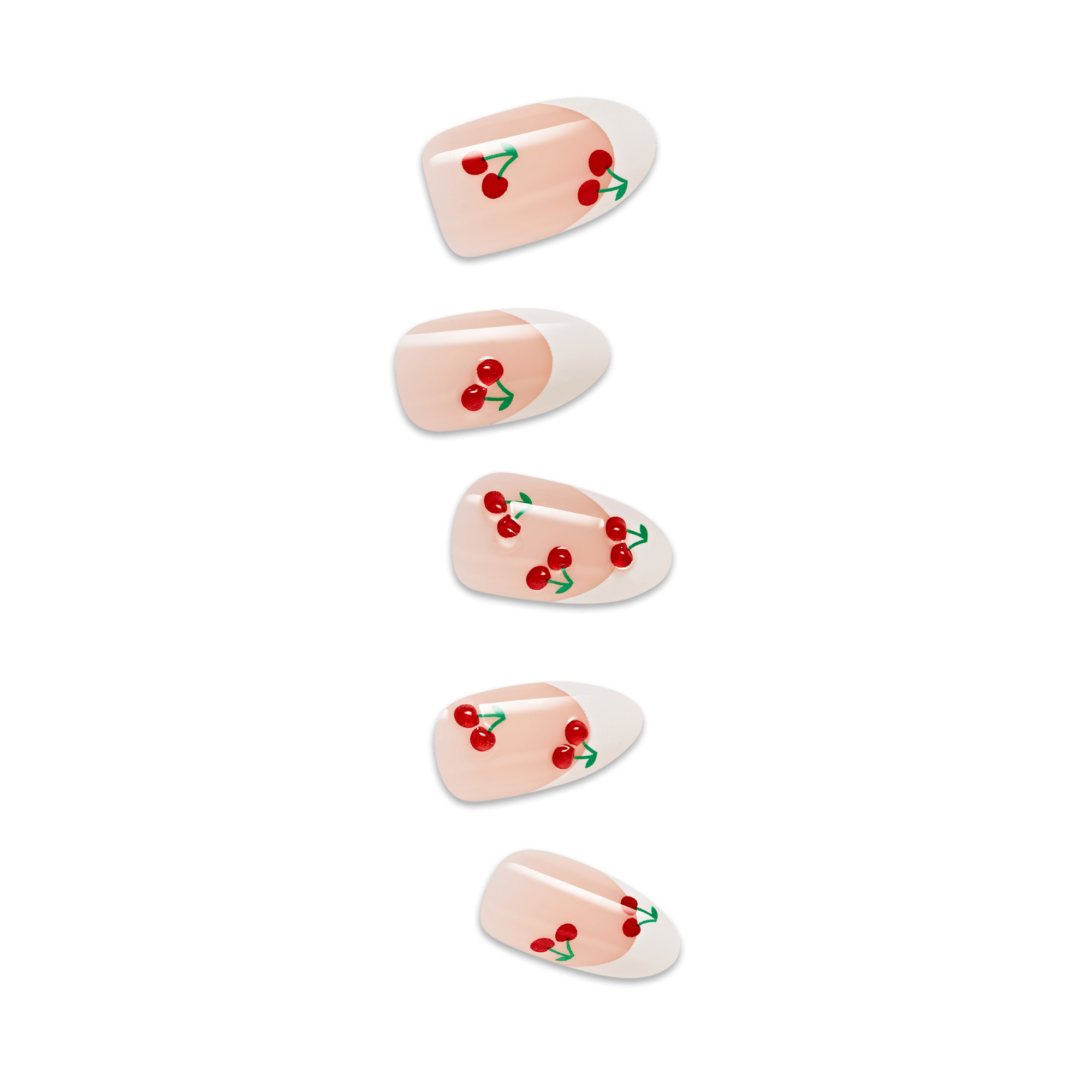Impress Design No Glue Fake Press On Nails - Coast | French Design, White & Red, Medium, Almond, Manicure