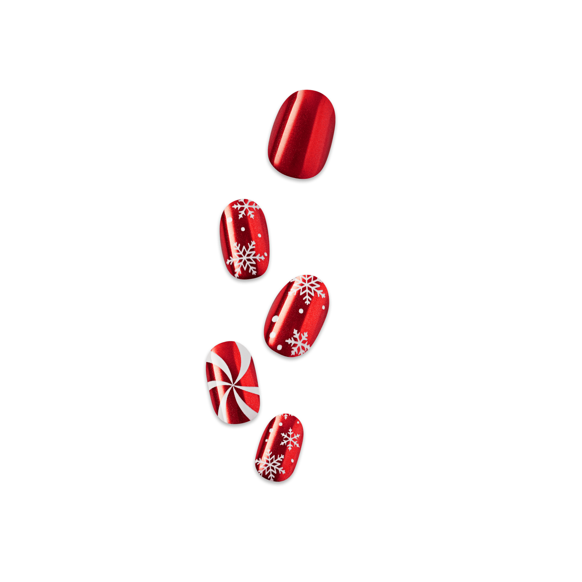 Impress Holiday Design No Glue Fake Press On Nails - Merry n Bright | Design, Red, Short, Oval, Manicure
