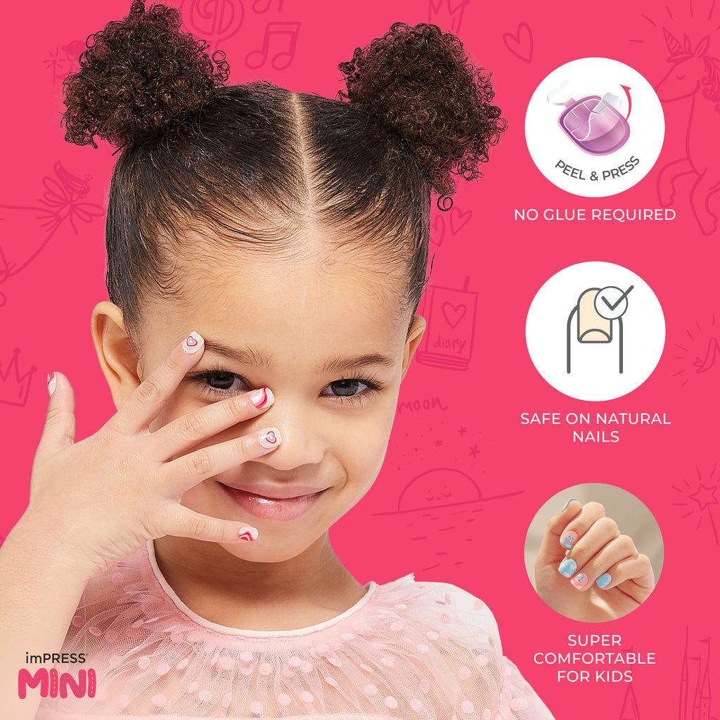 Impress Kids No Glue Fake Press On Nails - Playground | Design, Red, Kids, Squoval, Manicure