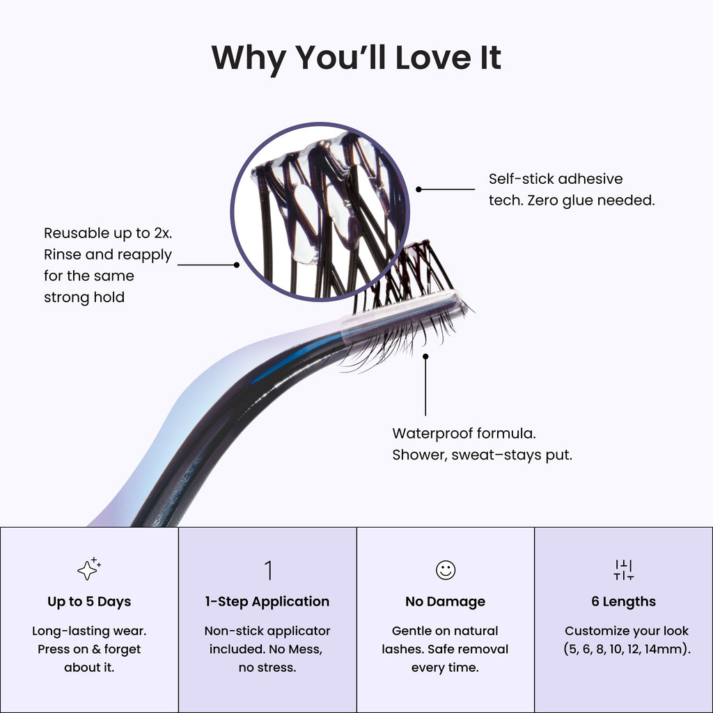 Impress Falsies Long Lasting Pre-Glued False Eyelashes - Demi Edgy | 48 Lash Clusters, Up To 5 Day Wear, 8mm-16mm