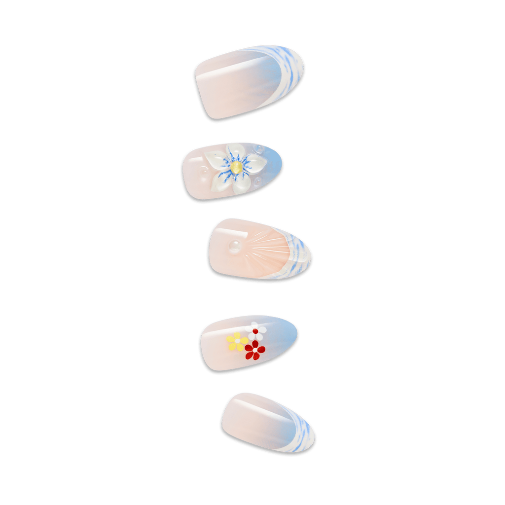 Impress Design No Glue Fake Press On Nails - Amerie | French Design, Multicolor, Medium, Almond, Manicure