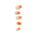 Impress Design No Glue Fake Press On Nails - Sea Bloom | 3D & Jewel Design, Orange, Medium, Oval, Manicure