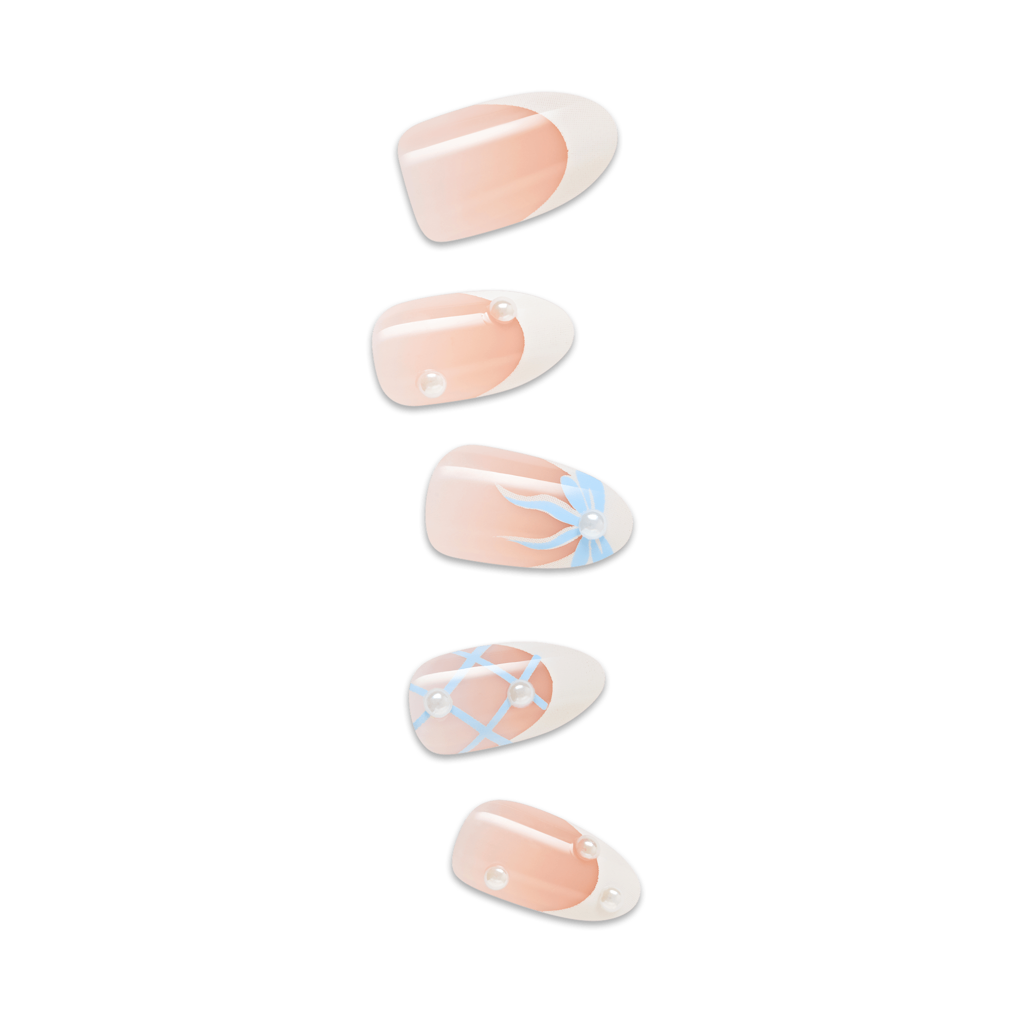 Impress Design No Glue Fake Press On Nails - Aura | French Design, White, Medium, Almond, Manicure