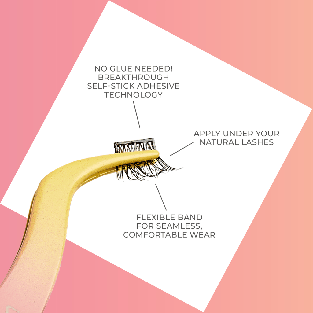 Impress Falsies Pre-Glued False Eyelashes Minipack - Lavish | 12 Lash Clusters, With Mini Applicator, 12mm-14mm