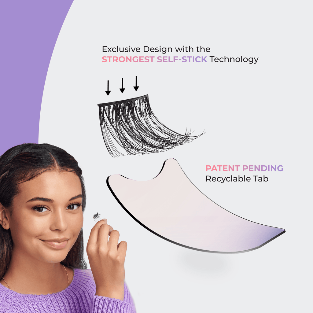 Impress Falsies easy tab Pre-Glued False Eyelashes - Black Wispy | 1 Pair of Half Lash & 2 Lash Clusters, 5mm-11mm