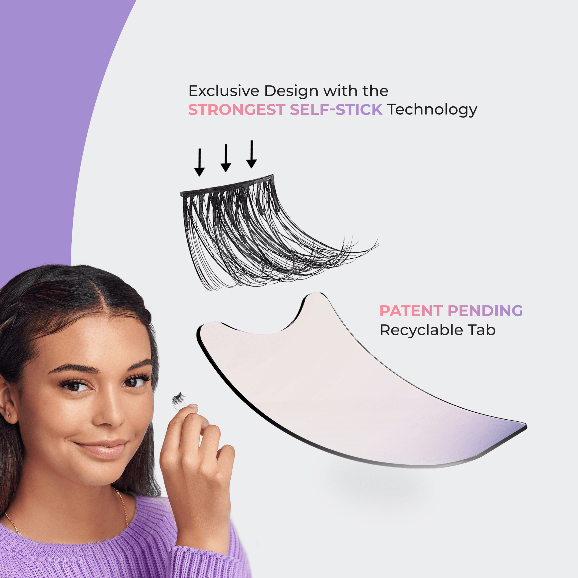 Impress Falsies easy tab Pre-Glued False Eyelashes - Black Wispy | 1 Pair of Half Lash & 2 Lash Clusters, 5mm-11mm