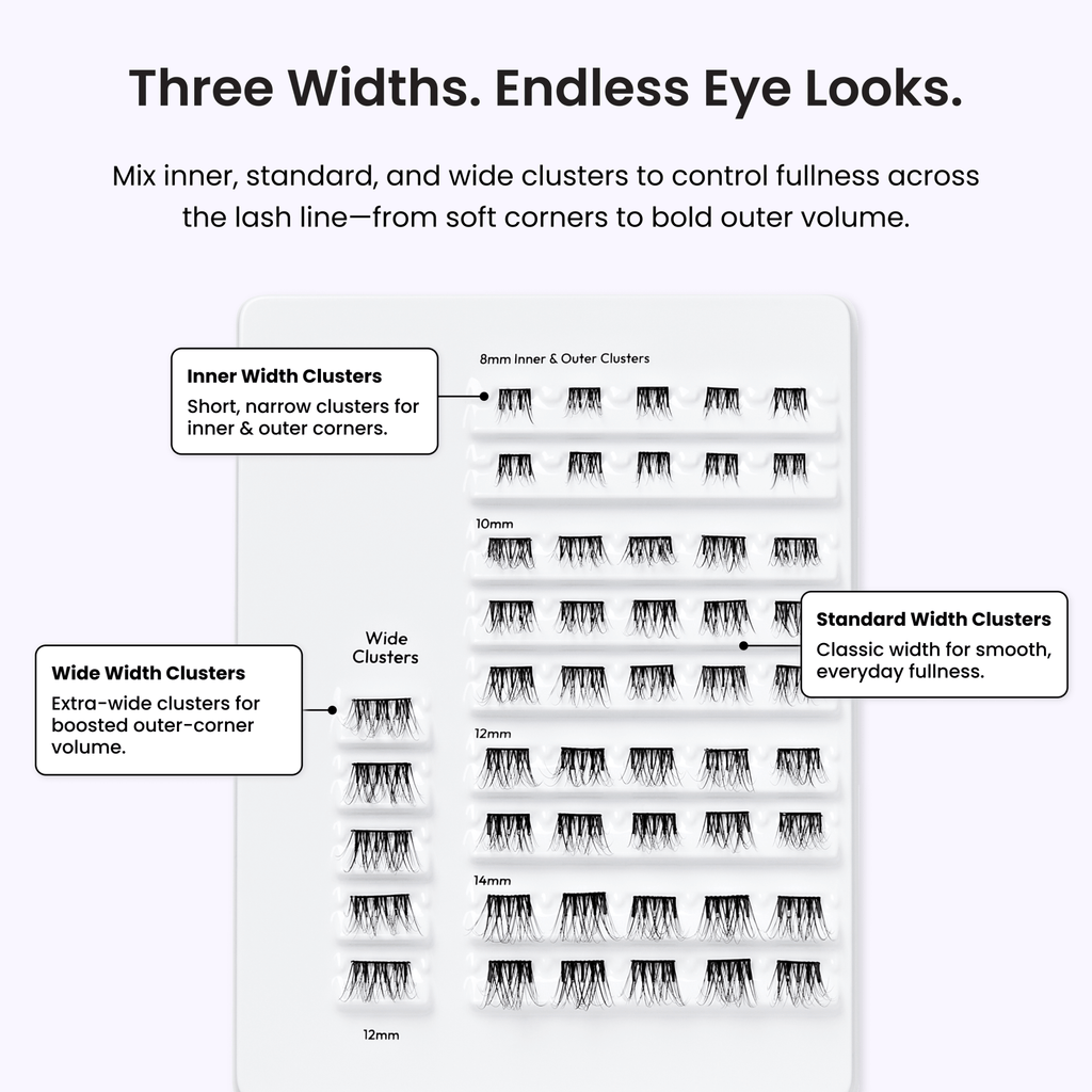 Impress Falsies Pre-Glued False Eyelashes Multipack - Classic Wispy | 50 Lash Clusters, 8mm-14mm