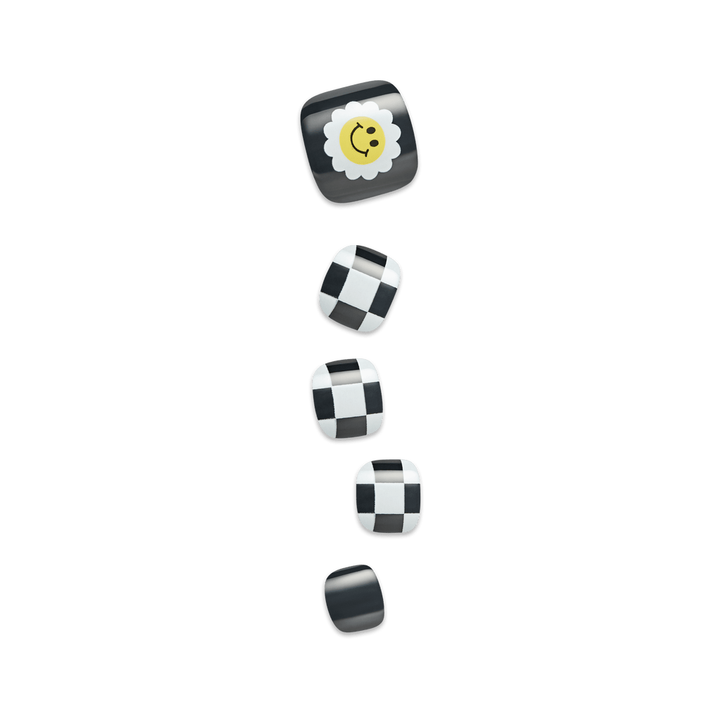 Impress Design No Glue Fake Press On Toenails - Cool It Down | Design, Black, Short, Squoval, Pedicure