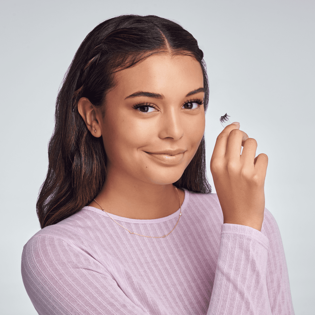 Impress Falsies easy tab Pre-Glued False Eyelashes - Modern Natural | 1 Pair of Half Lash & 2 Lash Clusters, 6mm-12mm