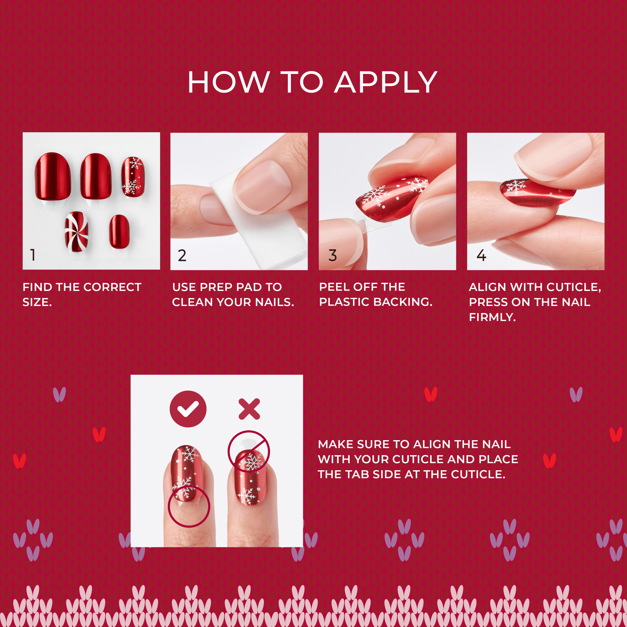 Impress Holiday Design No Glue Fake Press On Nails - Mistletoe Kiss | Design, Brown, Short, Squoval, Manicure