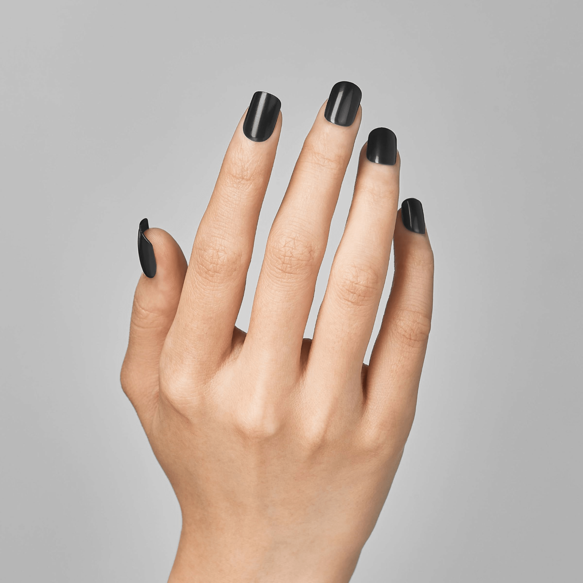 Impress Color No Glue Fake Press On Nails - All Black | Solid, Black, Short, Squoval, Manicure
