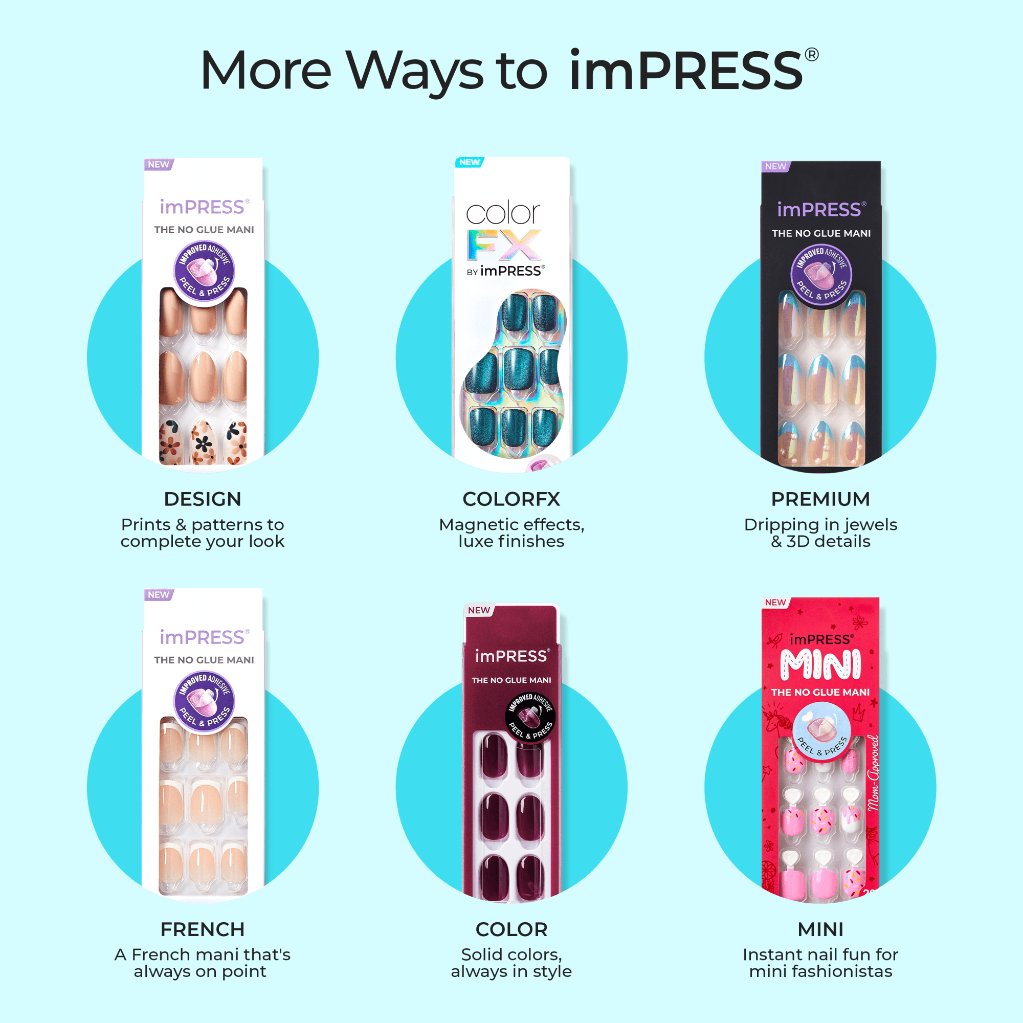 Impress Color No Glue Fake Press On Toenails - Feel The Beat | Solid, White, Short, Squoval, Pedicure