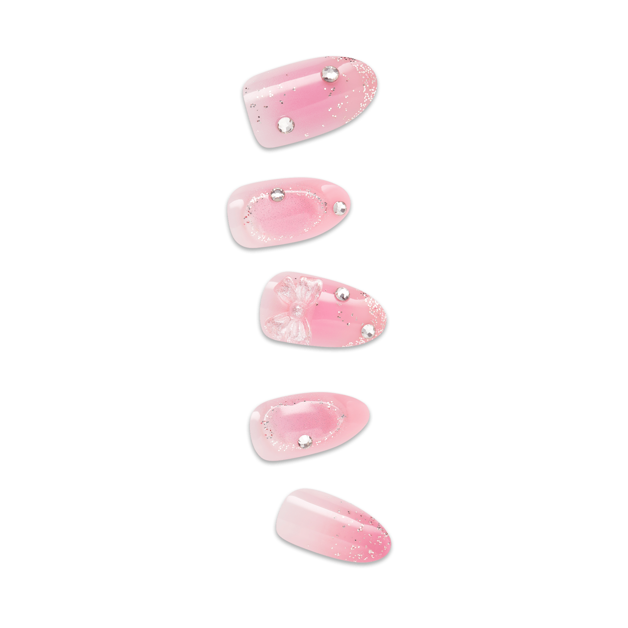 Impress Design Premium No Glue Fake Press On Nails - Venus | 3D & Jewel Design,  Pink, Medium, Almond, Manicure