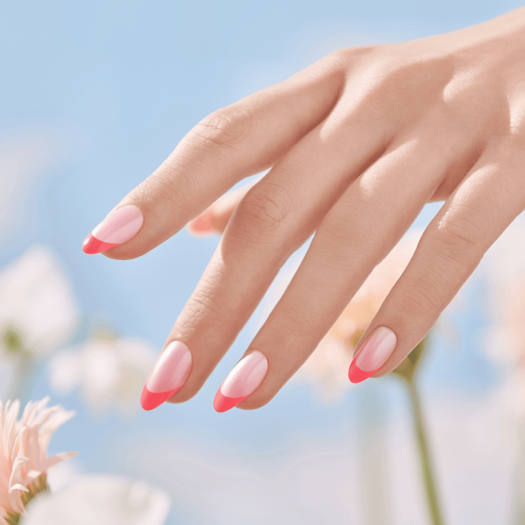 Impress Design No Glue Fake Press On Nails - My Daydreams | French Tips, Pink, Medium, Almond, Manicure