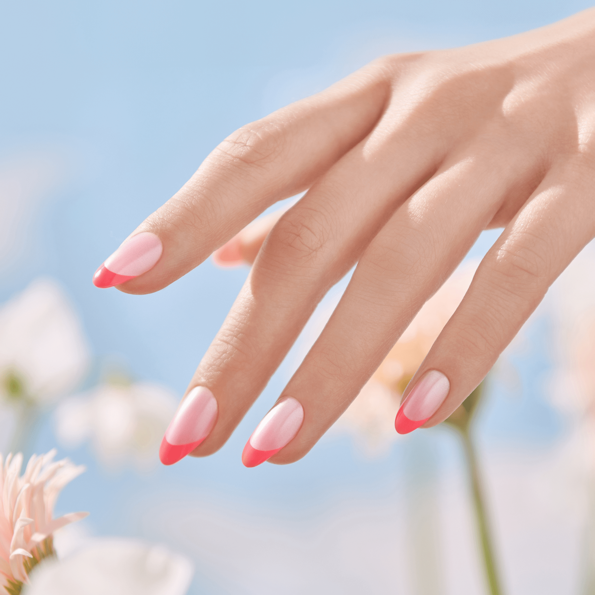 Impress Design No Glue Fake Press On Nails - My Daydreams | French Tips, Pink, Medium, Almond, Manicure