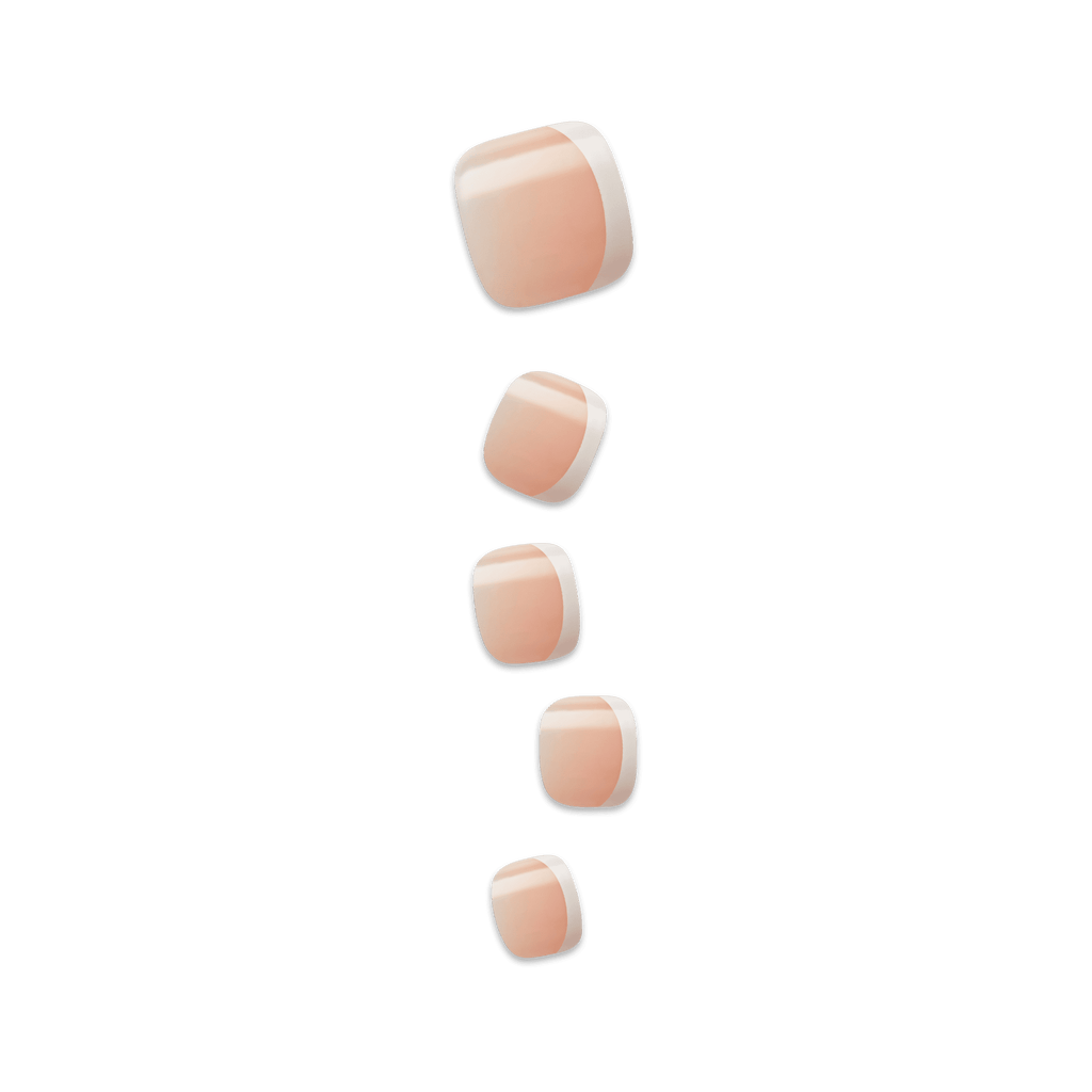 Impress Design No Glue Fake Press On Toenails - Blanc Chic | French Tips, Beige, Short, Squoval, Pedicure