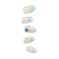 Impress Design No Glue Fake Press On Nails - Golden Nest | French Design, Blue, Medium, Almond, Manicure