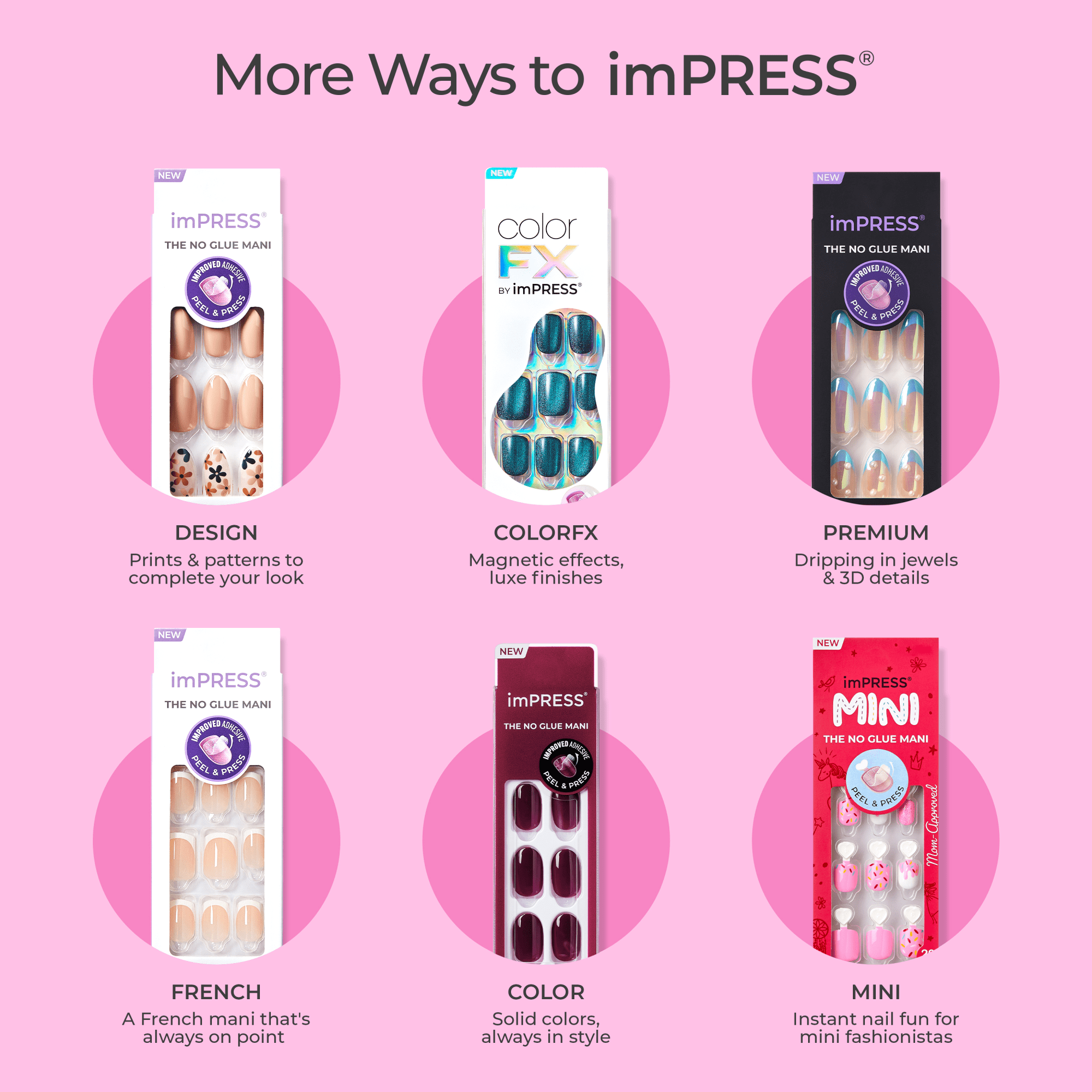 Impress Kids No Glue Fake Press On Nails - Candy Heart | Design, Red & Pink, Kids, Squoval, Manicure