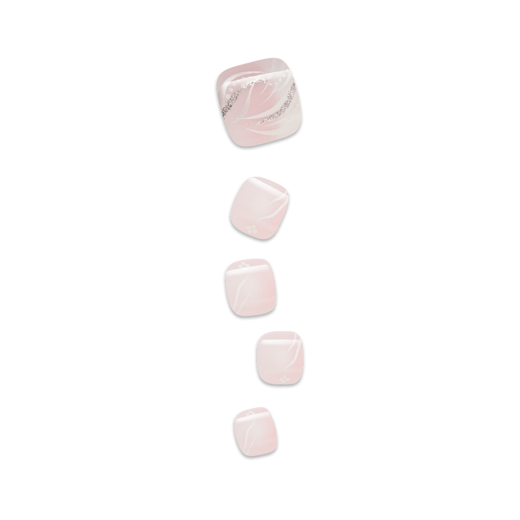 Impress Design No Glue Fake Press On Toenails - Is This Love | Design, Pink & White, Short, Squoval, Pedicure