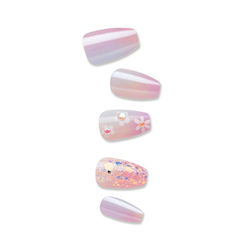 Impress Premium No Glue Fake Press On Nails - Portal | 3D & Jewel Design,  Purple, Medium, Coffin, Manicure