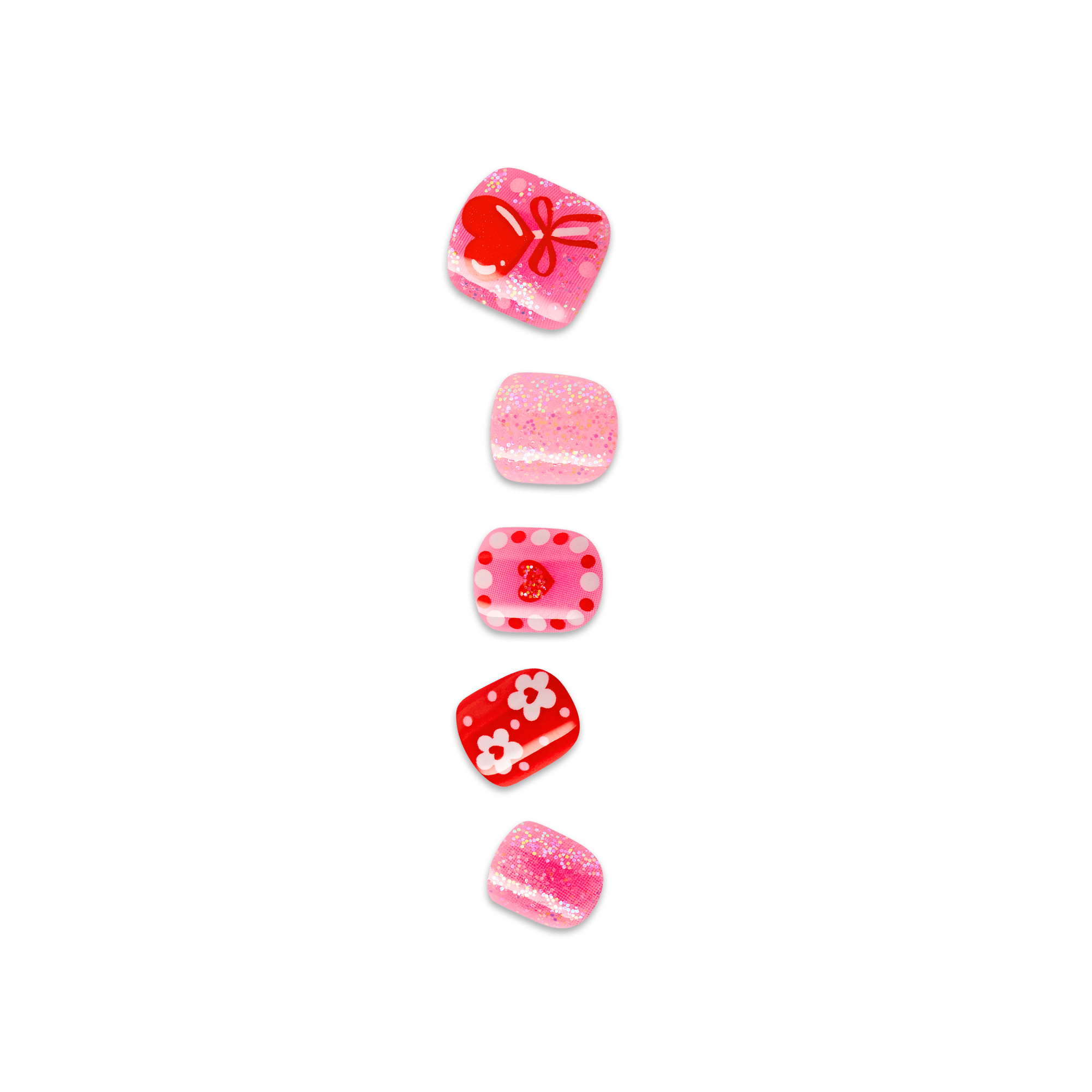 Impress Kids No Glue Fake Press On Nails - Candy Heart | Design, Red & Pink, Kids, Squoval, Manicure