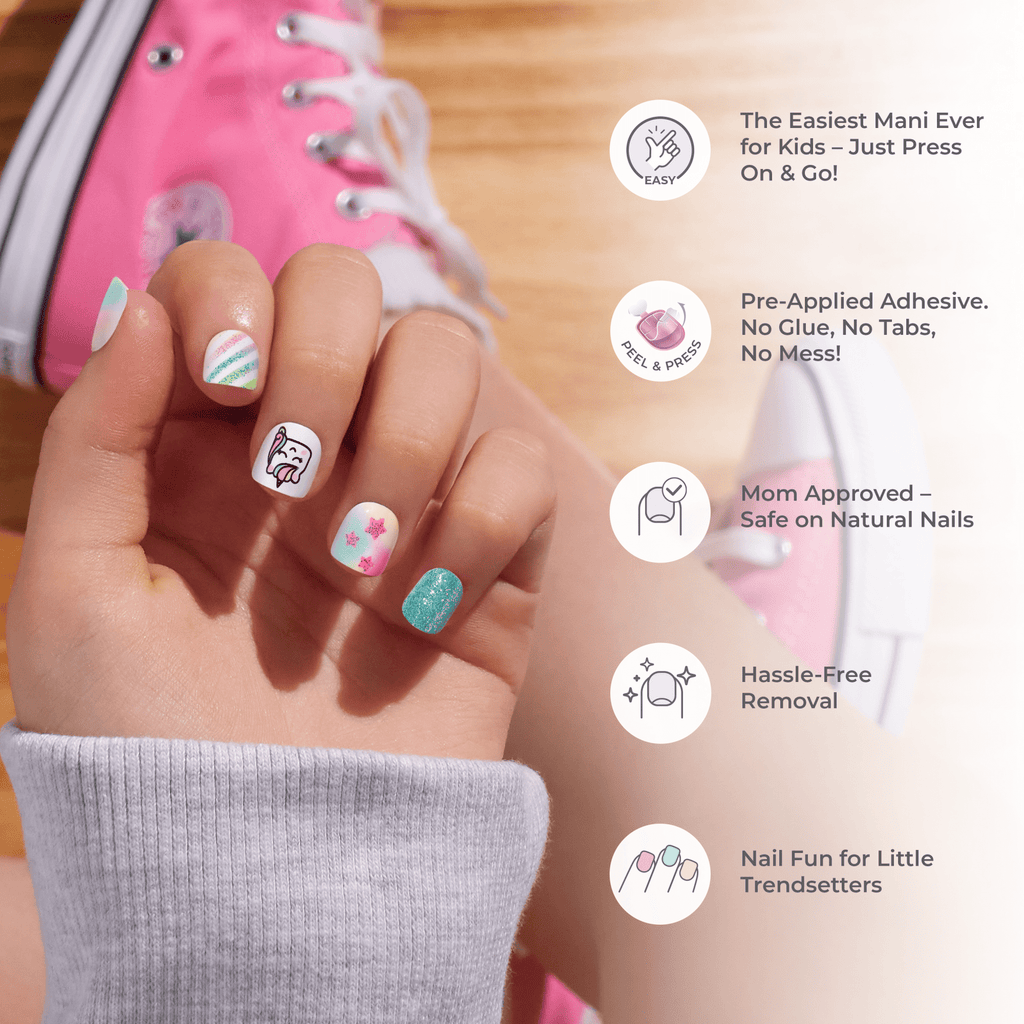 Impress Kids No Glue Fake Press On Nails - Berry Best | Design, Multicolor, Kids, Squoval, Manicure