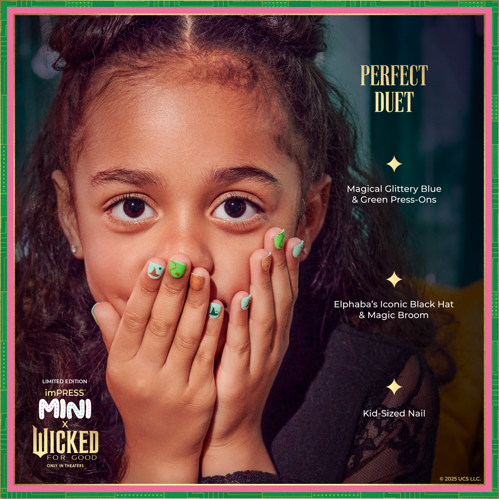 Impress MINI X WICKED: FOR GOOD | Perfect Duet | Design, Green, Kids, Squoval, Manicure