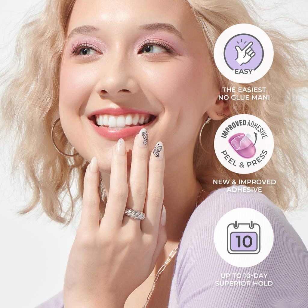 Impress Design No Glue Fake Press On Nails - Much Love | Design, Pink, Medium, Almond, Manicure