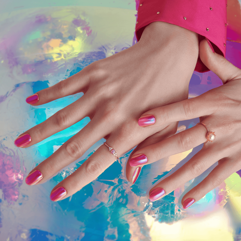 colorFX by Impress No Glue Fake Press On Nails - Around You | Solid, Pink, Short, Oval, Manicure