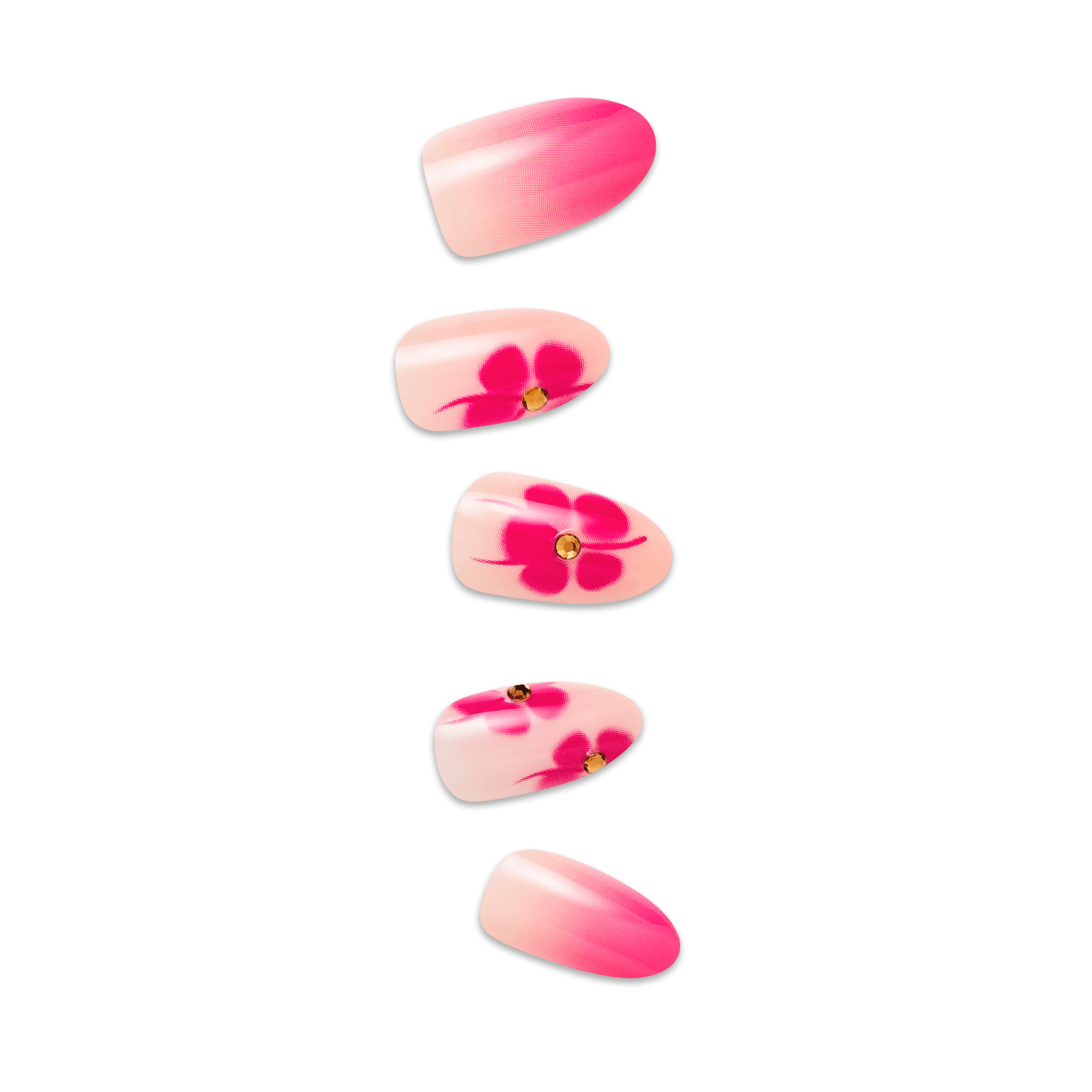 Impress Design No Glue Fake Press On Nails - Summer Spell | 3D & Jewel Design, Pink, Medium, Almond, Manicure