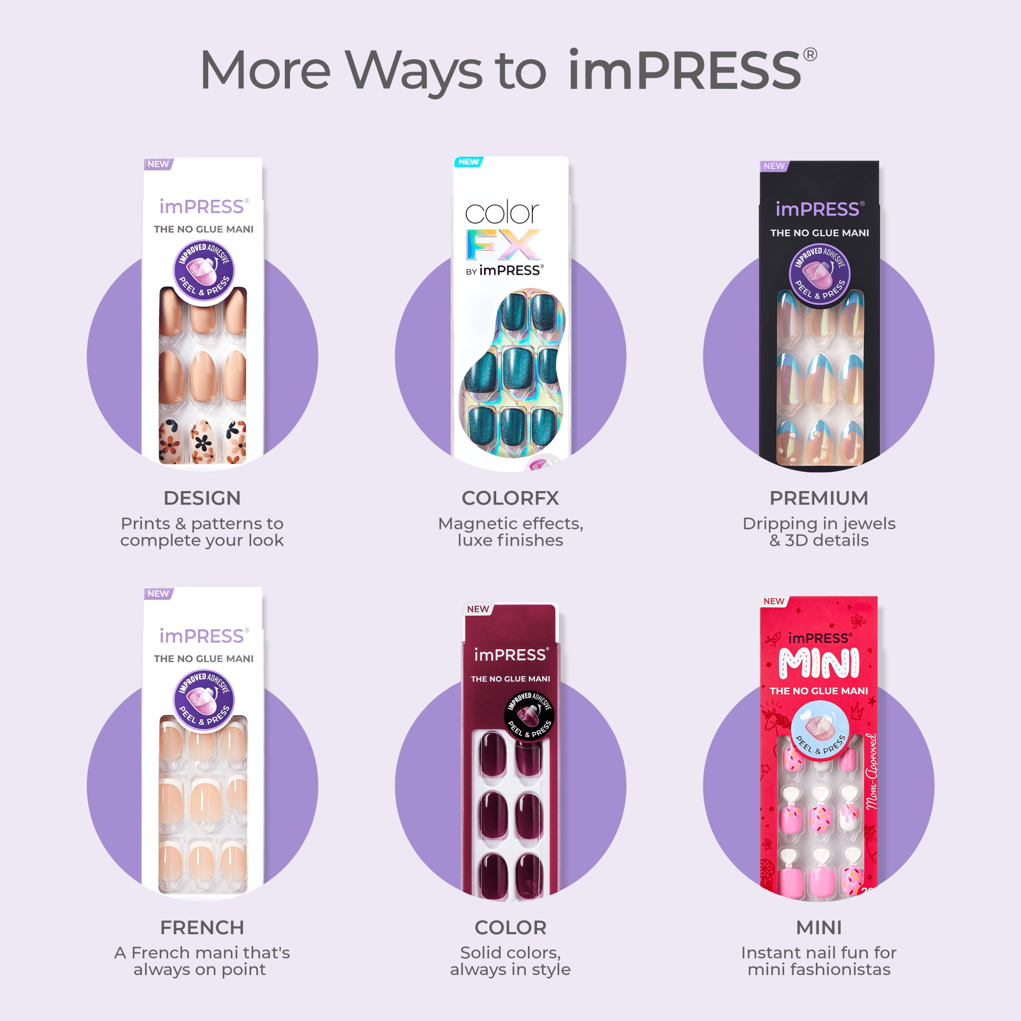 colorFX by Impress No Glue Fake Press On Nails - Sour Love | Solid, Silver, Short, Oval, Manicure