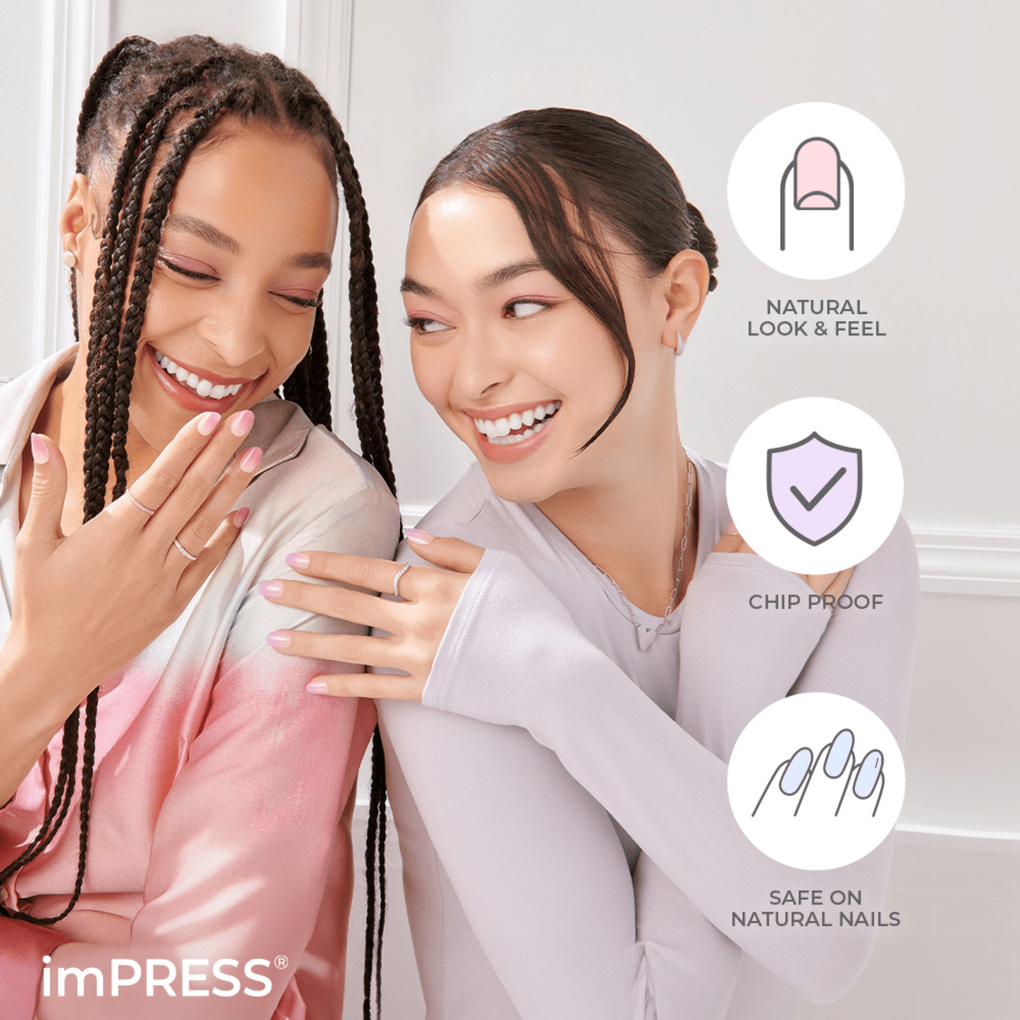 Impress Color No Glue Fake Press On Nails - Beat The Heat | Design, Pink, Short, Oval, Manicure