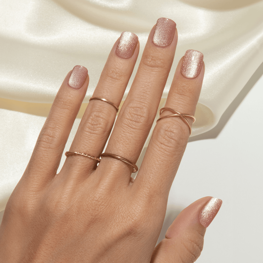 colorFX by Impress No Glue Fake Press On Nails - Starstruck | Solid, Beige, Short, Squoval, Manicure