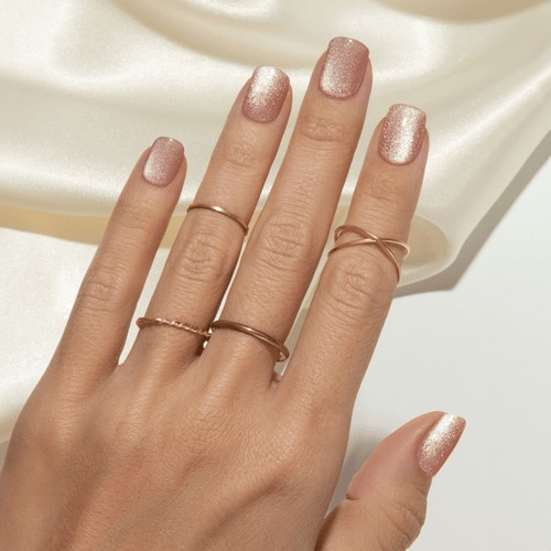 colorFX by Impress No Glue Fake Press On Nails - Starstruck | Solid, Beige, Short, Squoval, Manicure