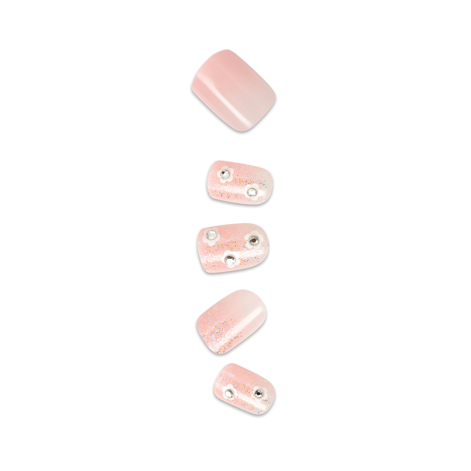 Impress Design No Glue Fake Press On Nails - The Beginning | 3D & Jewel Design,  Pink, Short, Squoval, Manicure