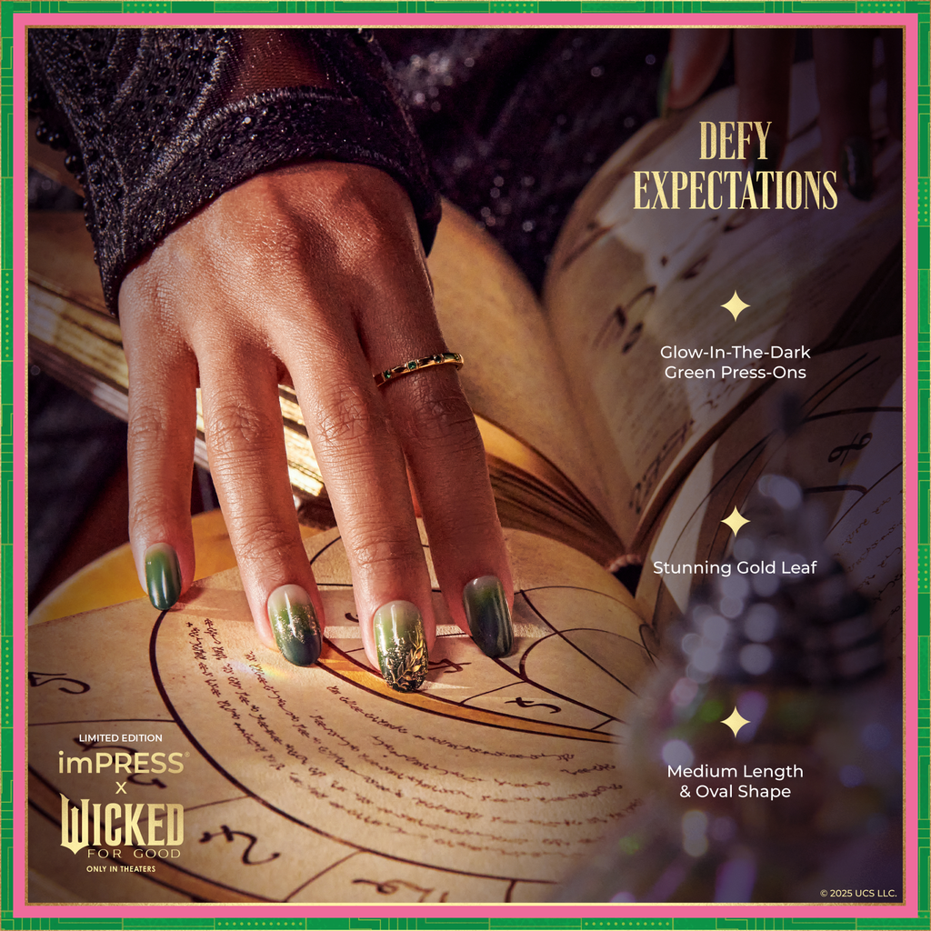 Impress X WICKED: FOR GOOD | Defy Expectations | Design, Green, Medium, Oval, Manicure