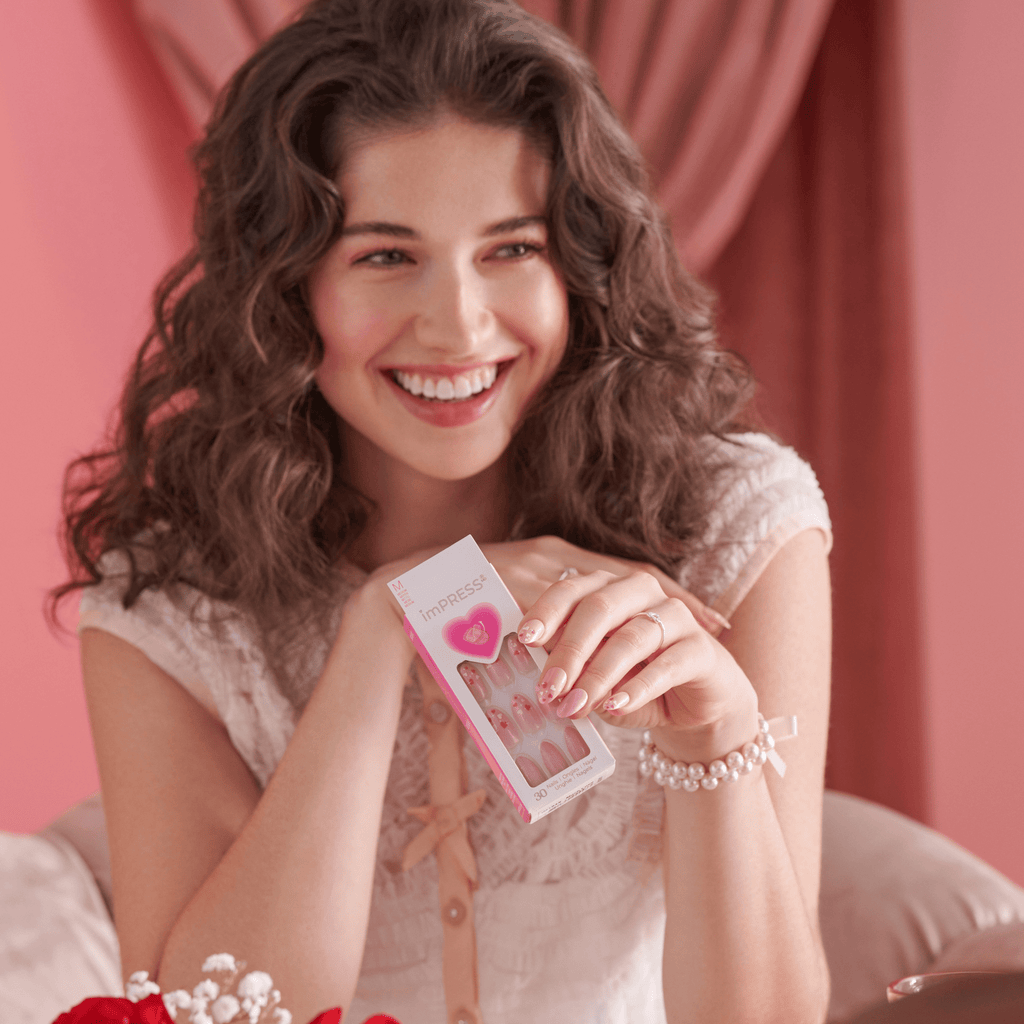 Impress Design No Glue Fake Press On Nails - Much Love | Design, Pink, Medium, Almond, Manicure